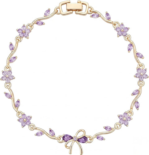 Women Gold Adjustable Butterfly Crystal Flower Bracelet Dainty Bracelet for Women Girls Daily Party Fancy Accessory Perfect Gift for Wife Girlfriend Mom