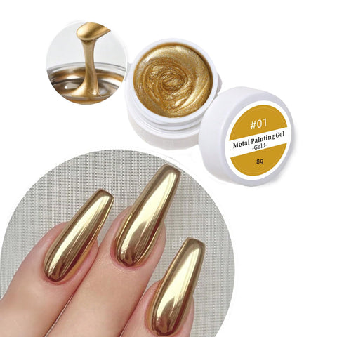 THE PACK | Metallic Mirror Glitter Liquid Gel Nail Polish - 8g |amazingEGP |Gold, Silver, and Rose Gold Colors | 3D Design & Perfect for Nail Salons (Gold, 8g)