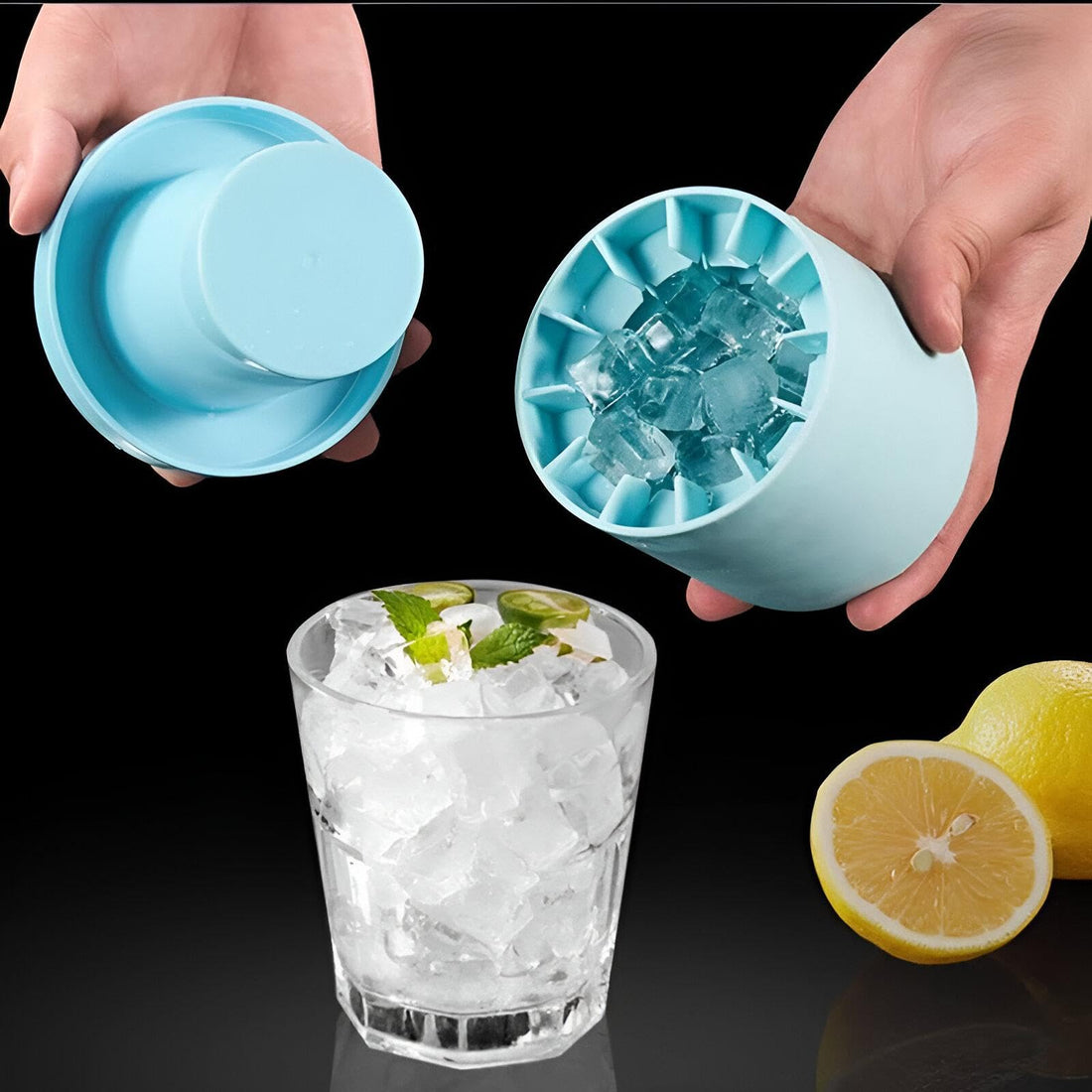 Ice Cube Container - a neat and practical ice-making solution made of safe silicon and ABS, perfect and practical, homework or gatherings. (1piece)