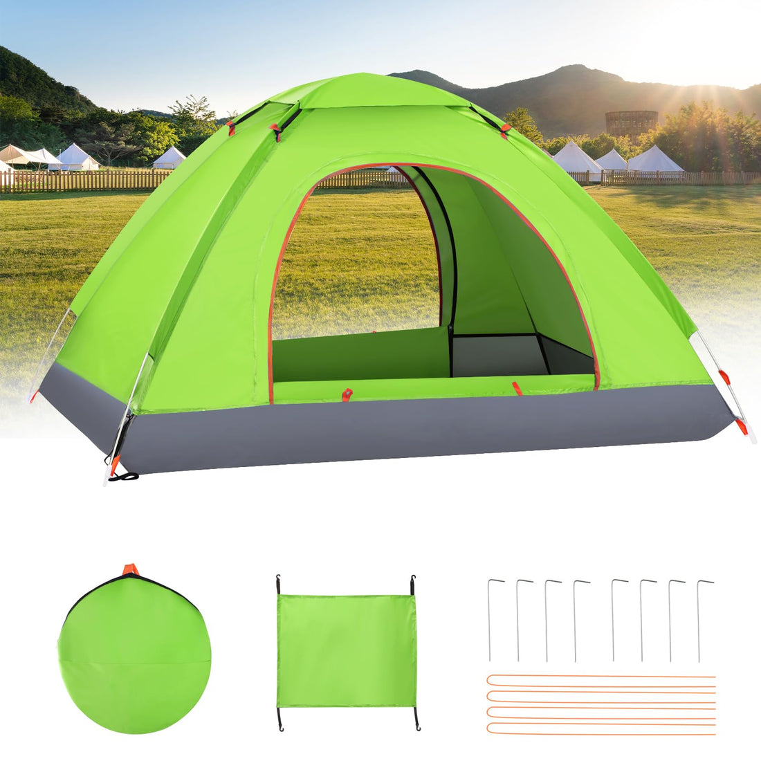 Camping Tent,Automatic 2-3 Man Person Instant Tent,Pop Up Tent, Lightweight, Waterproof, Easy Set Up for Outdoor Camping, Hiking, Mountaineering, Beach, Include Carry Bag