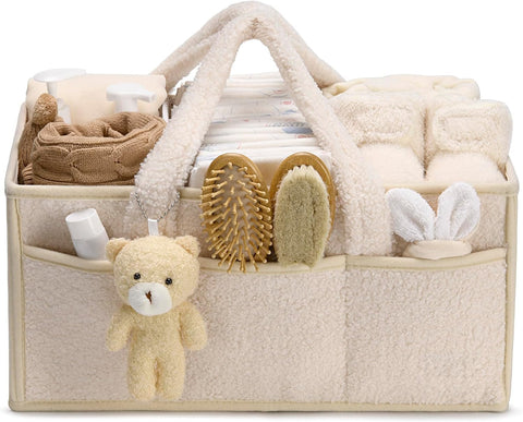 Baby Diaper Caddy Organizer for Changing Table, Baby Storage Basket for Diapers and Baby Wipes, Gift for Baby Shower, Car Caddy Organizer, Nursery Diaper Organizer, Portable Diaper Storage