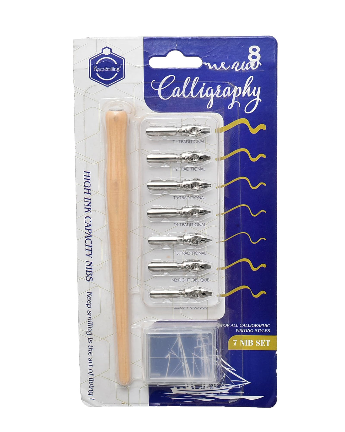 Arabic Calligraphy Pen Set with Refills 7 Pieces Model NO:HS-82_E0354 KS-55 Professional Calligraphy Writing Set for Arabic Lettering Art and Students – Multicolor