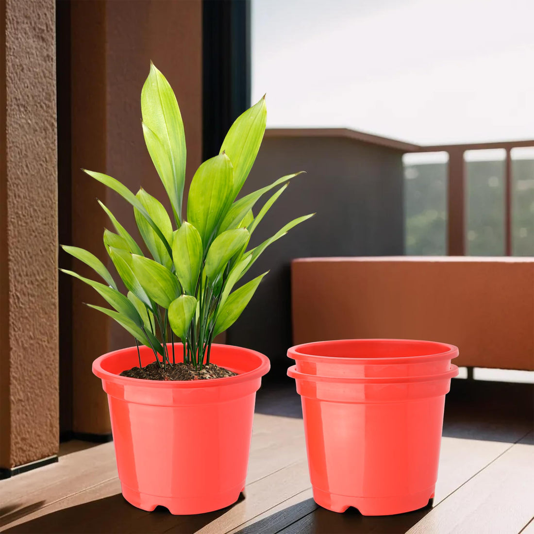 Heart Home (Pack of 3) Flower Pot | Fuldani Flower Pot | (6 Inch) Pots for Home, Terrace, Garden | Pots Stand for Plants | Phooldaan for Home D�cor | Synergy Indoor Plant Stand | Red