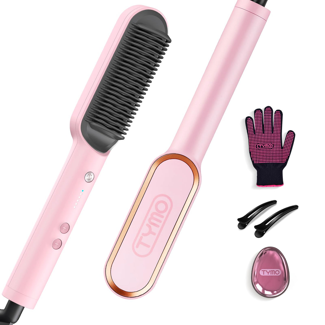 TYMO Ring Hair Straightener Brush for Women with 5 Temperatures and 20 Seconds, Fast Heating and Anti-Scald Protection