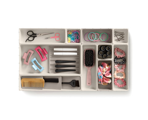 Beauty - Stackable divider boxes for storing makeup, grooming accessories, nail polish bottles, skincare tools, hairpins and jewelry ensuring well-ordered and clutter-free drawers