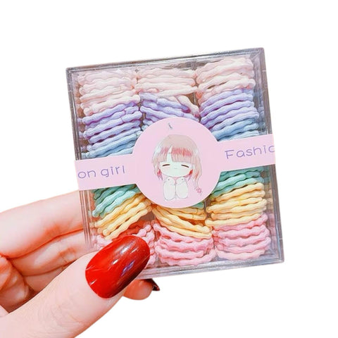 ZonShop Colorful Elastic Hair Elastics Soft Cotton Hair Elastics for Kids Girls Designed to Hold Thin Thick Hair and Ponytail Easily and Comfortable,Light and Durable.