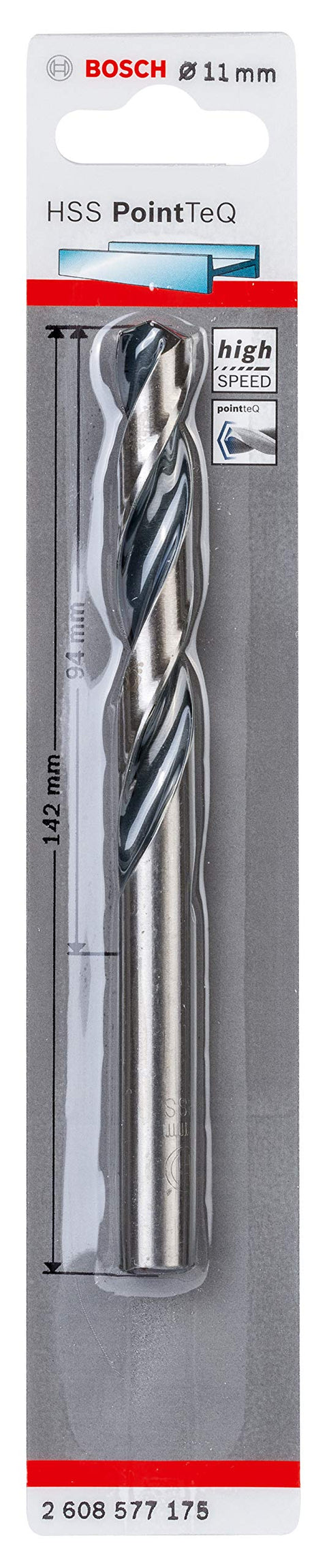 Bosch Professional 2608577175 PointTeQ HSS Twist Bit (for Metal, 11 x 94 x 142 mm, Accessories for Drill Driver), 1 W, 1 V, Colour, Size