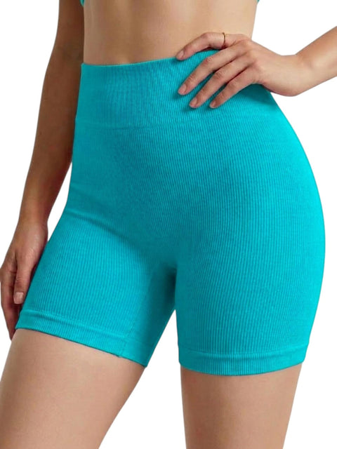 MEZA Women's Power Ribbed Shorts High Waist Body Shaper Shorts High Stretch Fabric One Size 50-90KG