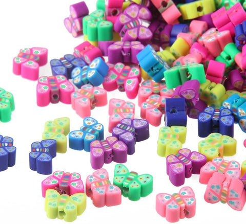 Street27® 60pcs Mixed Colors Polymer Clay Smiley Face Spacer Beads, Assorted Happy Face Slice Beads for Women Girls Jewelry Making Handmade DIY Bracelet Necklace Hair Clip Accessories (Butterfly)
