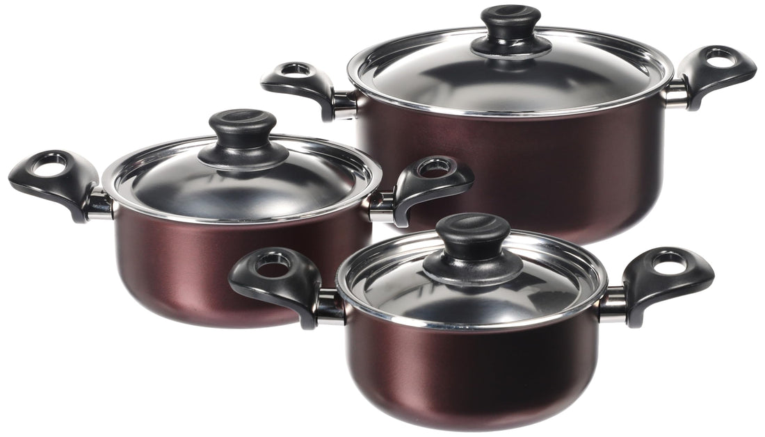 Trueval Teflon cookware set 6 pieces Dark red 16-18-24 PS6DR