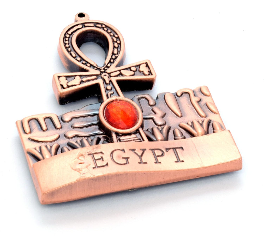 Immatgar Pharaonic Fridge Magnet - Egyptian Souvenir Ancient Egypt Ornament - from Metal (ankh kry - Burnt Red)