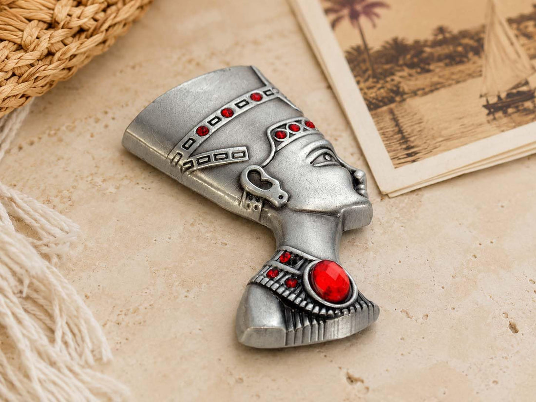 Immatgar Pharaonic Fridge Magnet - Egyptian Souvenir Ancient Egypt Décor Ornament - from Metal (Nefertiti - Gray)