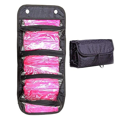 Makeup Bag Cosmetic Hanging Organizer Roll N Go Roll Up Foldable Clear Case Pouch Toiletry