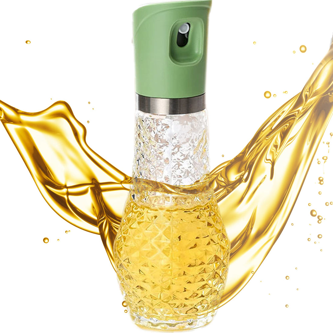 Oil Mister Spray Bottle for Cooking - 260ml Glass Olive Oil Dispenser Air Fryer Accessories, Continuous Spray with Portion Control Sprayer Perfet for BBQ,Baking,Salad (Green)
