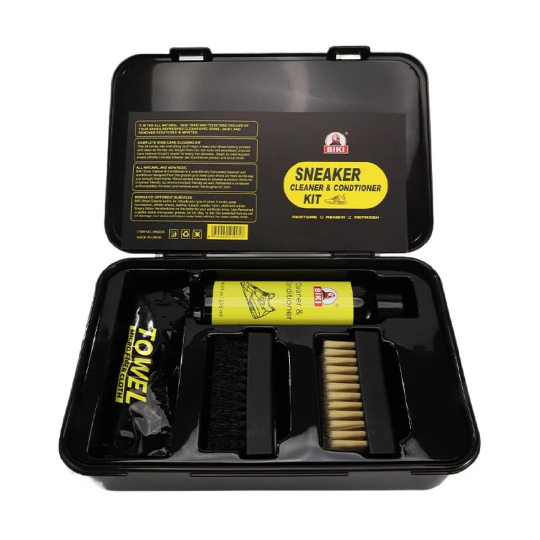Dr. Joe Professional Shoe Cleaning Kit with Cleaner & Conditioner, 2 Premium Shoe Brushes and Microfiber Towel, Sneaker Care Set in Elegant Black Storage Box for Leather, Suede, Canvas and Sport Shoes