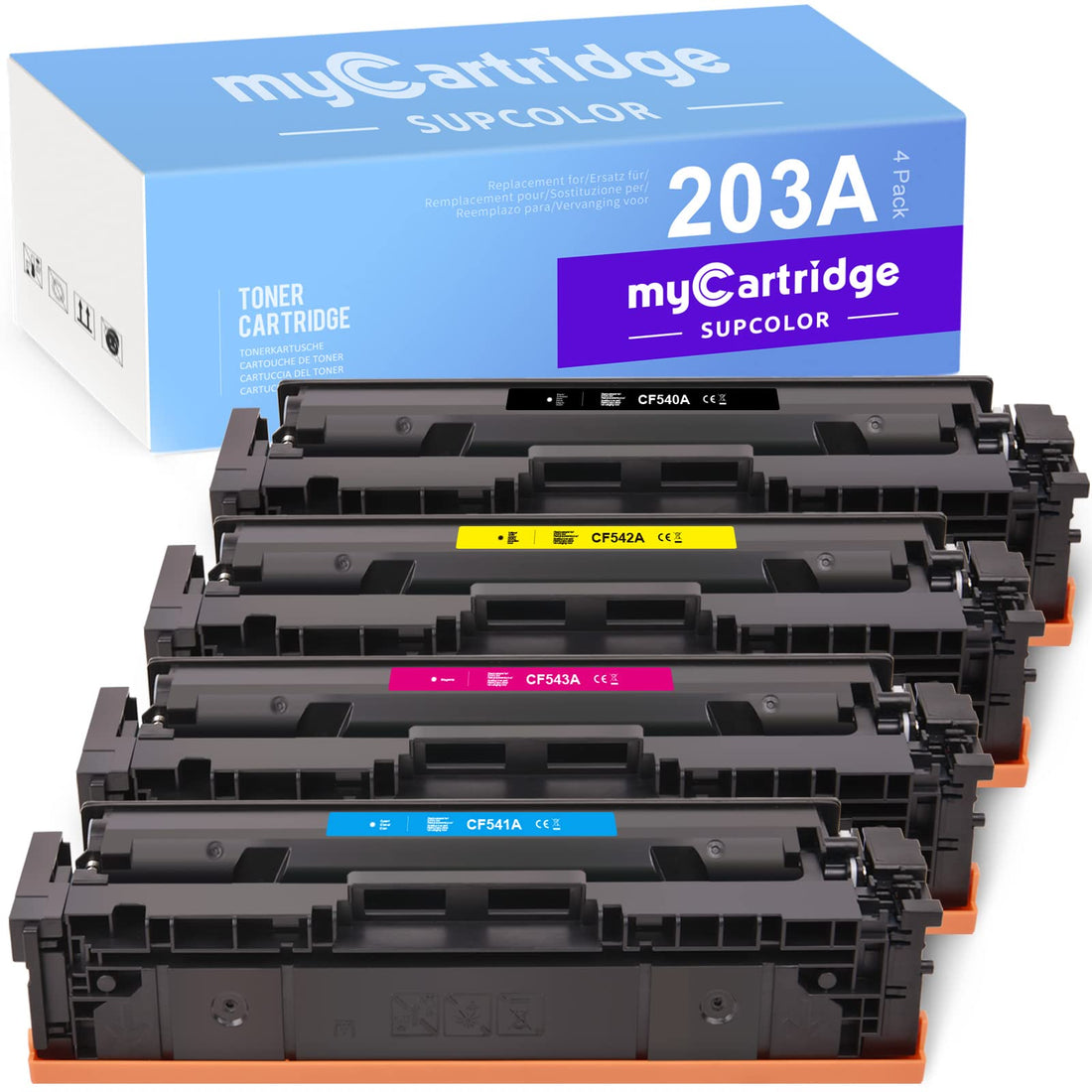 203A Compatible with HP 203A 203X CF540X CF540A Toner for HP M281fdw Black Cyan Yellow Magenta