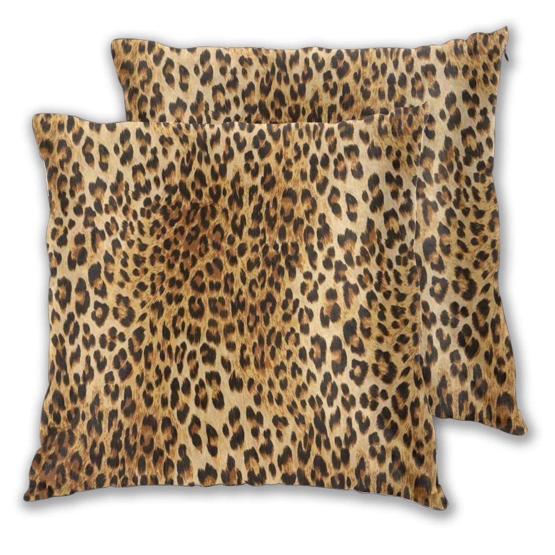 Set of 2 Pillow Covers, Leopard Print Home Decorative Square Pillowcase, 18X18 Inches
