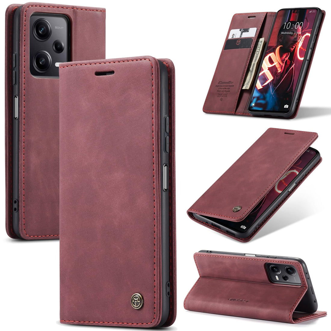 Compatible with redmi note 12 pro 5G / poco x5 pro 5G Case Multifunctional Horizontal Flip Leather Case, with Card Slot & Holder & Wallet for redmi note 12 pro 5G / poco x5 pro 5G (wine red)