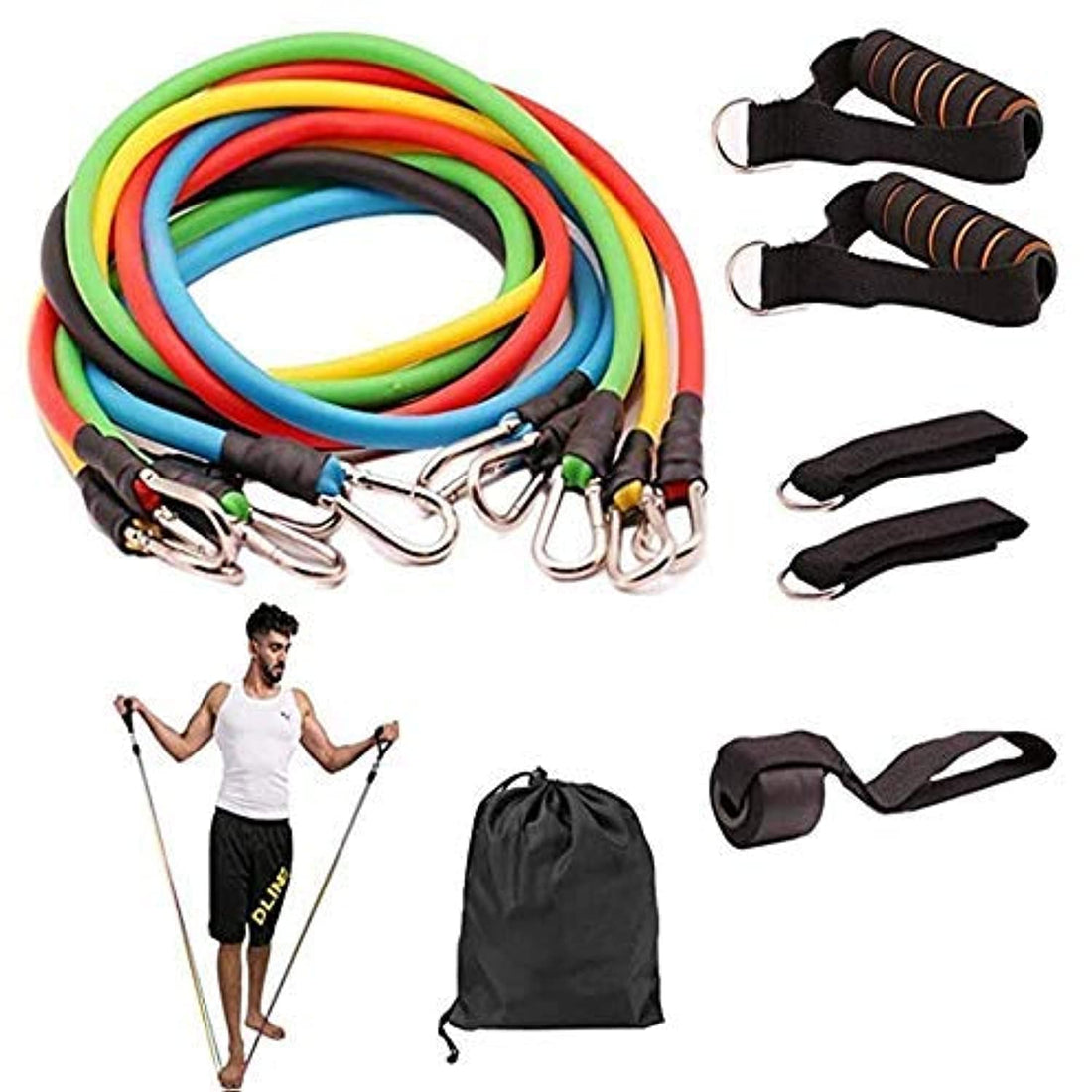 Other Resistance Bands Set 18 Pieces with Exercise Tube Bands, Resistance Loop Band, Core Sliders, Door Anchor, Ankle Straps For Strength Training, Physical Therapy, Home Workouts