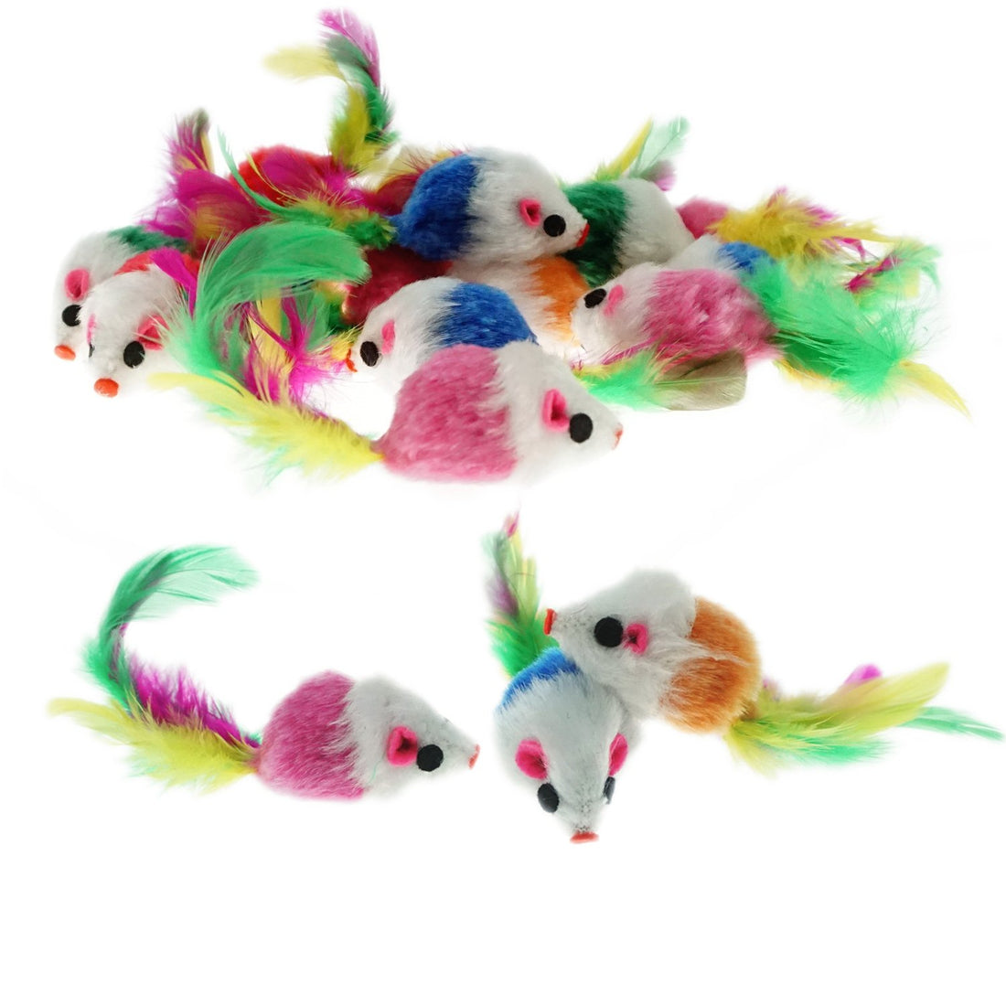 Bilipala Furry Mice Toys of Feather Tails Mouse Toys For Cats Funny Small Pet Toys 20 Counting