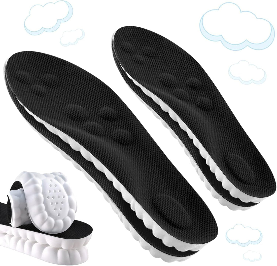 1 Pair Foam Insoles for Women Men,Replacement Shoe Inserts Trainers Sneakers Sports Shoes Work Boots Breathable Shock Absorption, with foot deodorant include smell,adjustable size