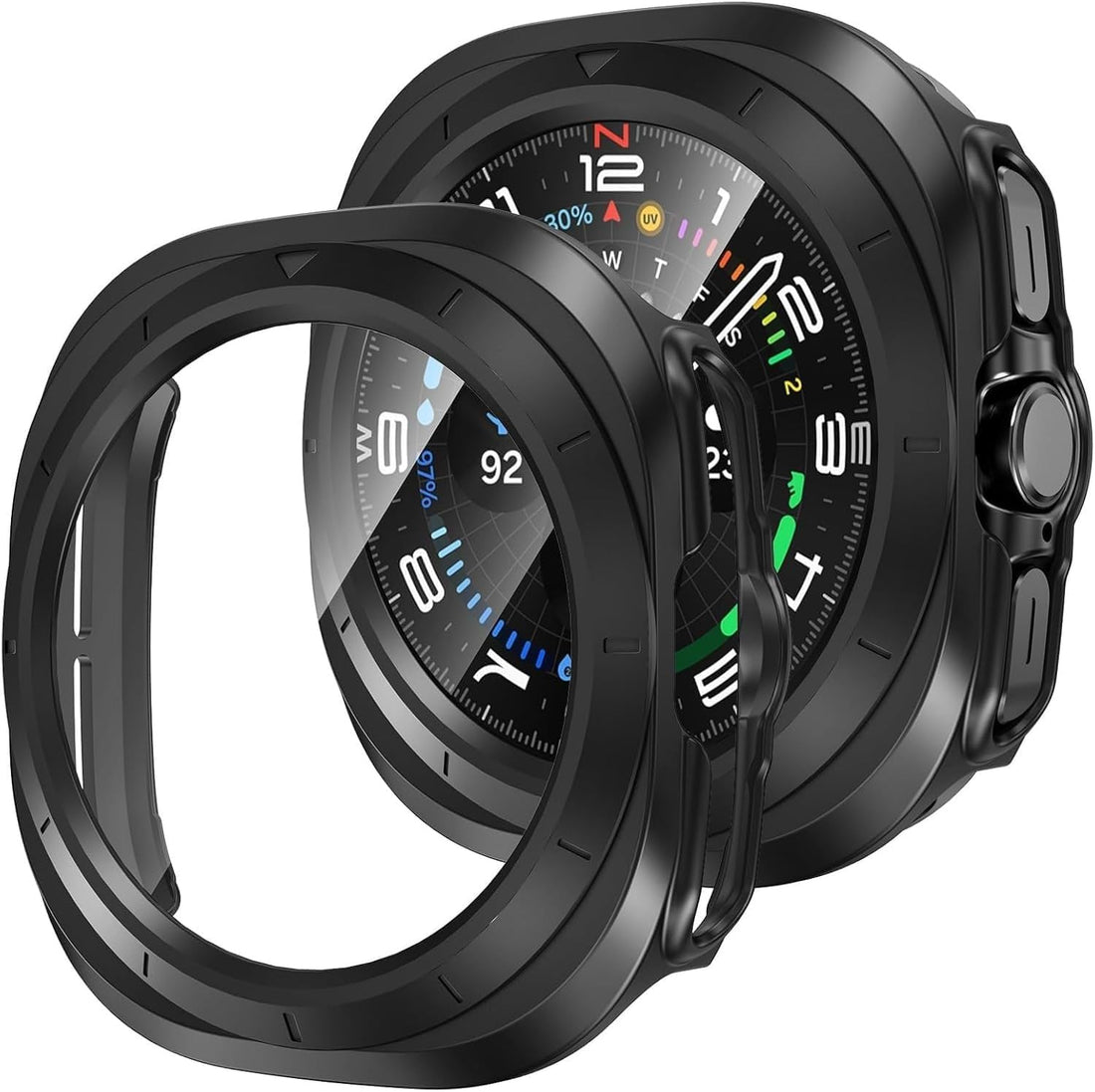 Nopatia Case with Tempered Glass Screen Protector Hard PC Frame for Samsung Galaxy Watch Ultra 47mm Anti-Fog Full Coverage Shockproof Cover (Black)
