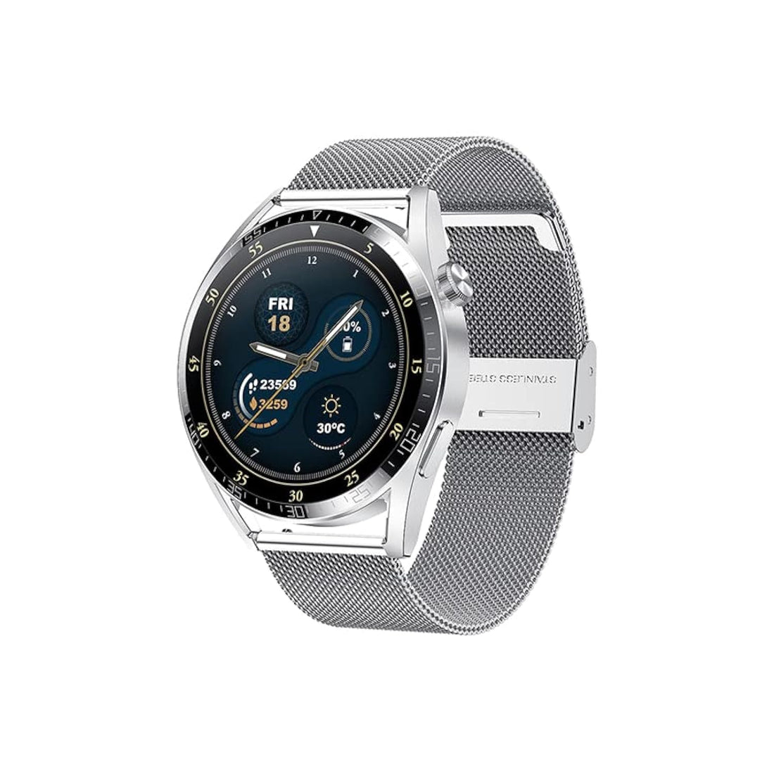 WIWU SW02 Pro Classic Smartwatch – IP68 Waterproof, Bluetooth 5.0, 1.39" HD IPS Screen, Multi-Sport Fitness Tracker with Sleep Analysis, Wireless Charging, 10-Day Standby – Silver|18 Months Warranty