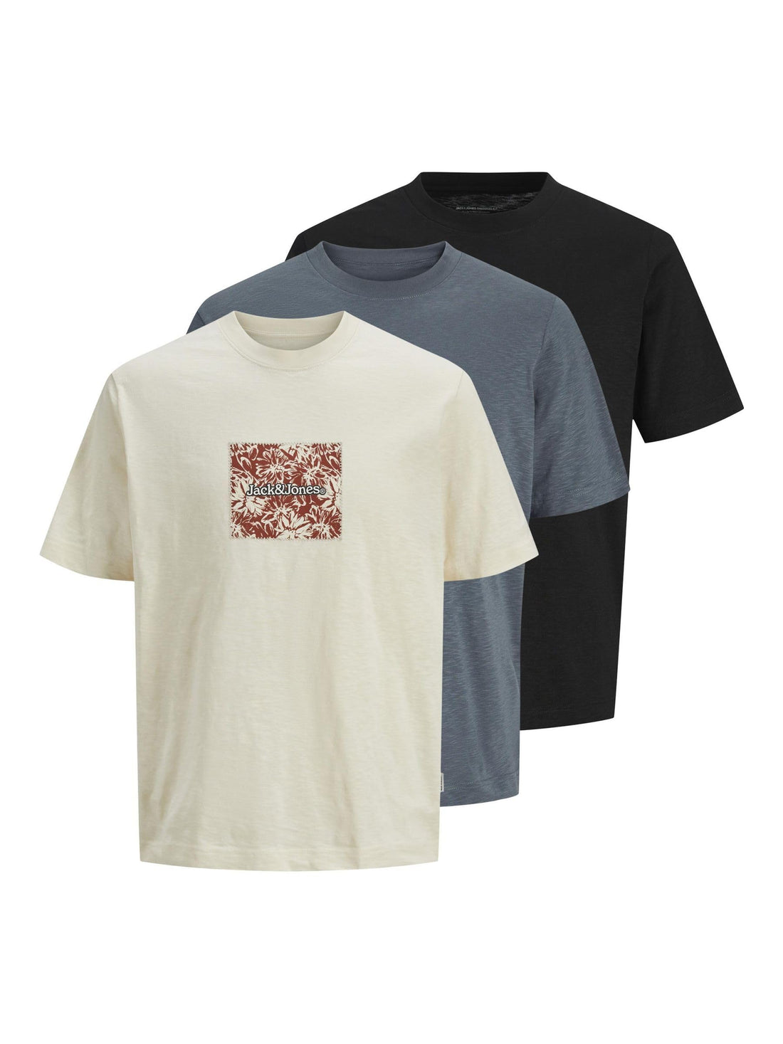JACK & JONES Mens JORSPLIT AOP BRANDING TEE SS CREW 3PK MP Modern