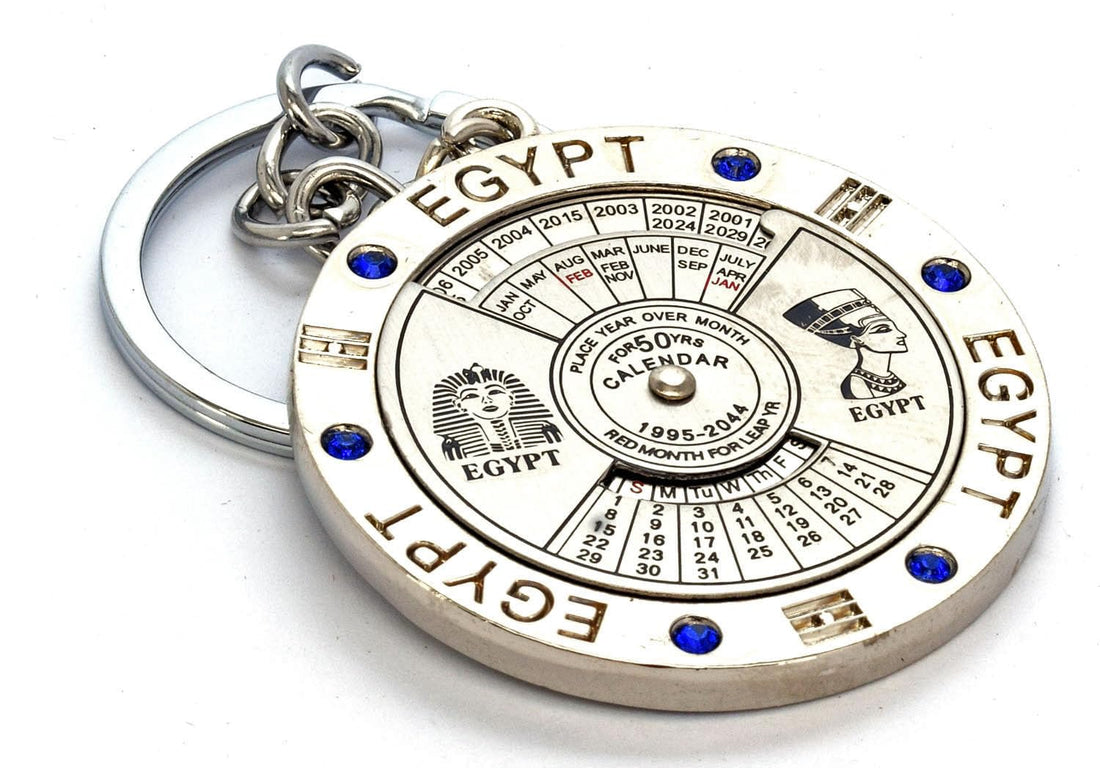 immatgar 50 Years Calendar pharaonic Egyptian Keychain with pharaonic image in back souvenirs gift from egypt