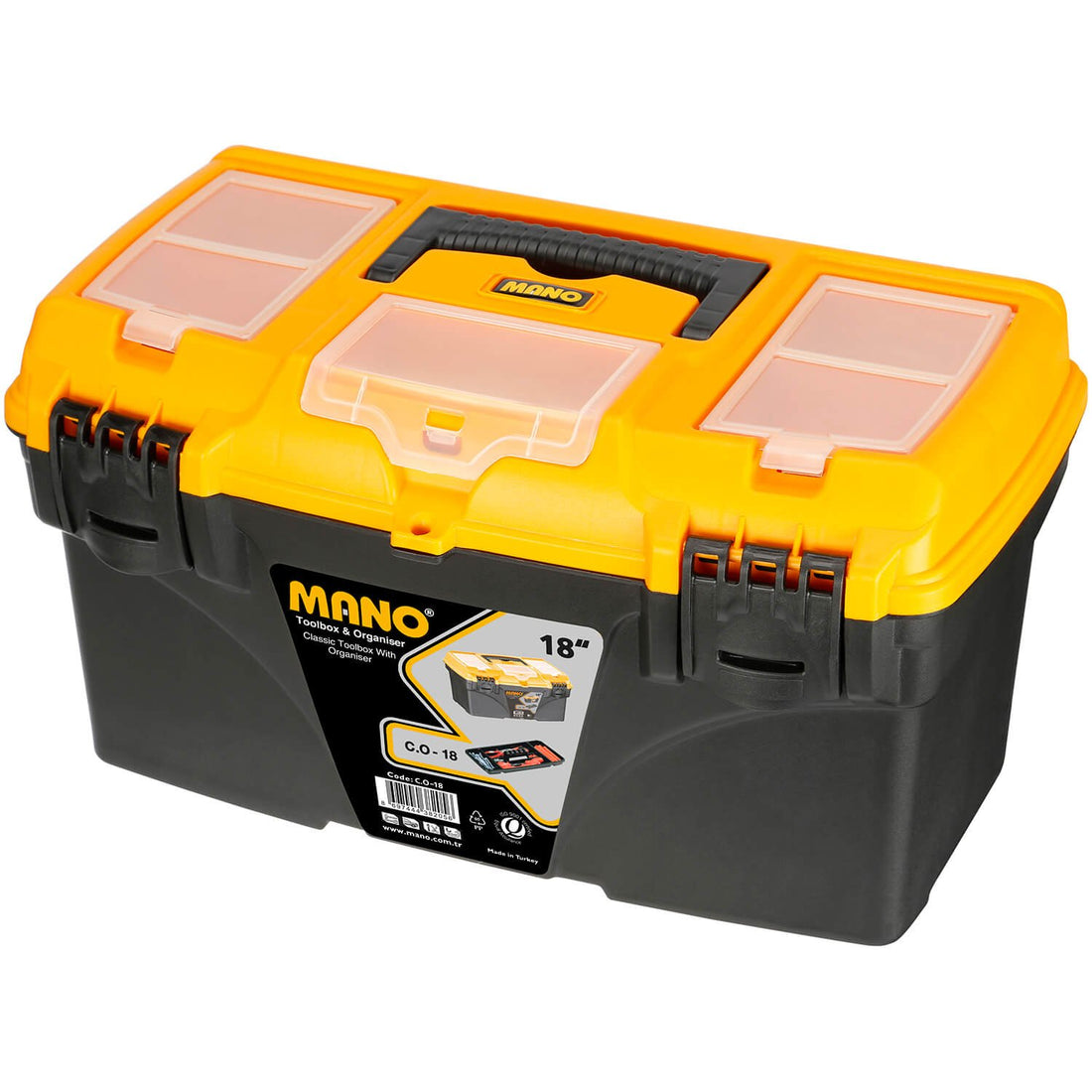 Mano Classic toolboxes with organizer 18'' - 432mm*250mm*238mm mano c.o-18 turkey