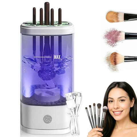 Electric Makeup Brush Cleaner Machine, 9000RPM Automatic Makeup Brush Dryer with Cosmetic Brush Cleaning, Portable USB Deep Quick Washing Tools for All Size Makeup Brush Set,Blush Brush,Sponges