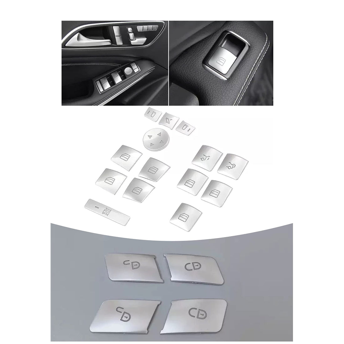 Car Window Glass Lift Button, door lock unlock button Sticker For Mercedes Benz B C E Gla Cla Glk Gl Ml Gle Class