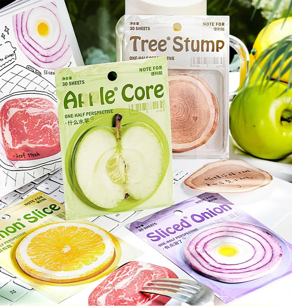 30 Pcs Cute Sticky Notes Fruits Kawaii Fun Cute Notepads Sticky Note Pads Self Stick Memo Pad (A)