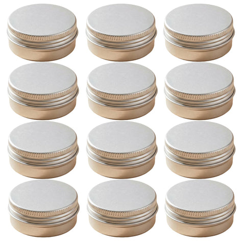 VASANA 12PCS 10g Empty Refill Silver Aluminum Cosmetic Sample Packing Tins with Screw Lids Travel Round Storage Jar for Lip Balm DIY Candles Eye Shadow Powder