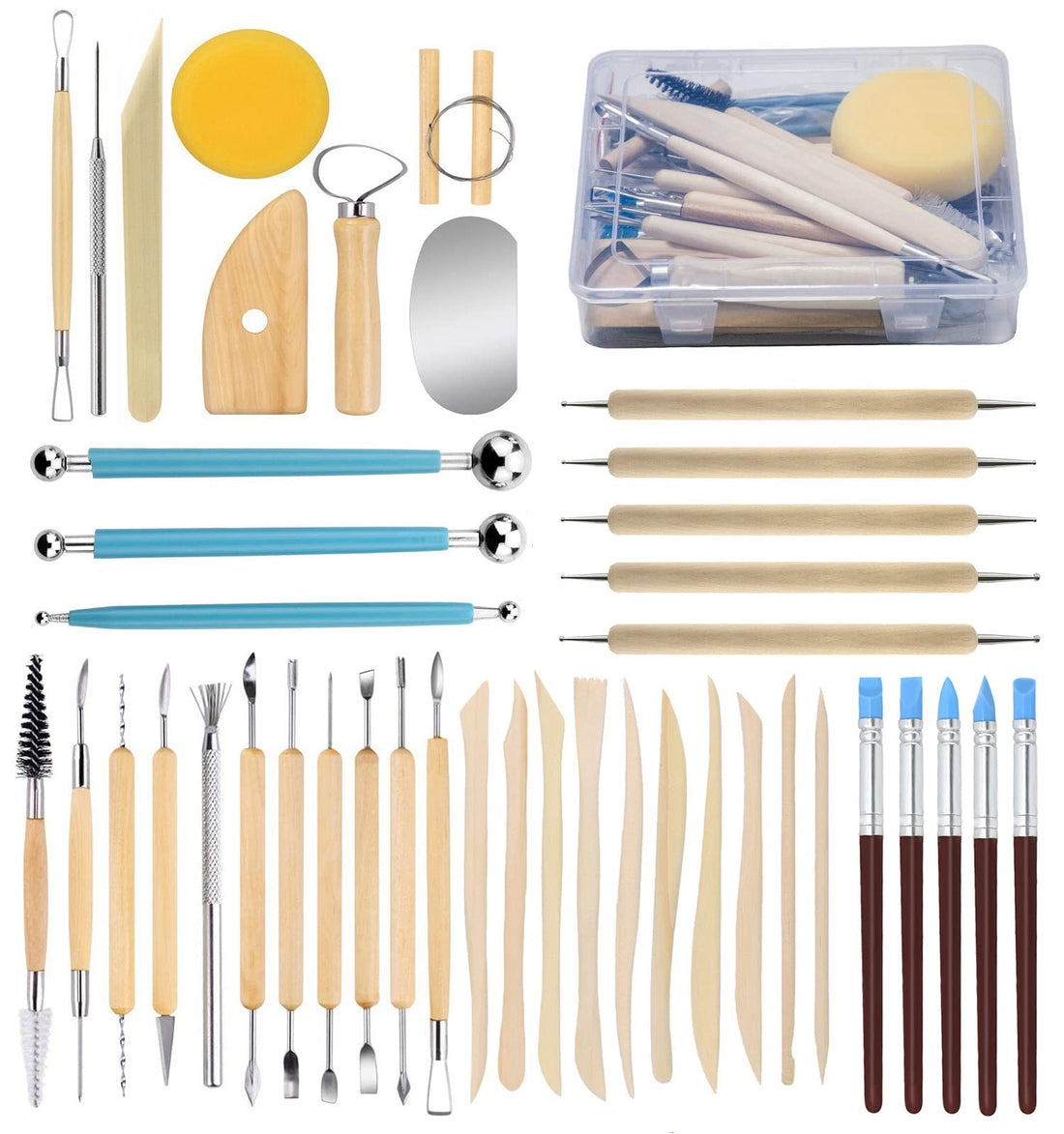 Pottery Tools,42Pcs Clay Sculpting Tools Kits with Plastic Box for Ceramic Carving Polymer Modeling