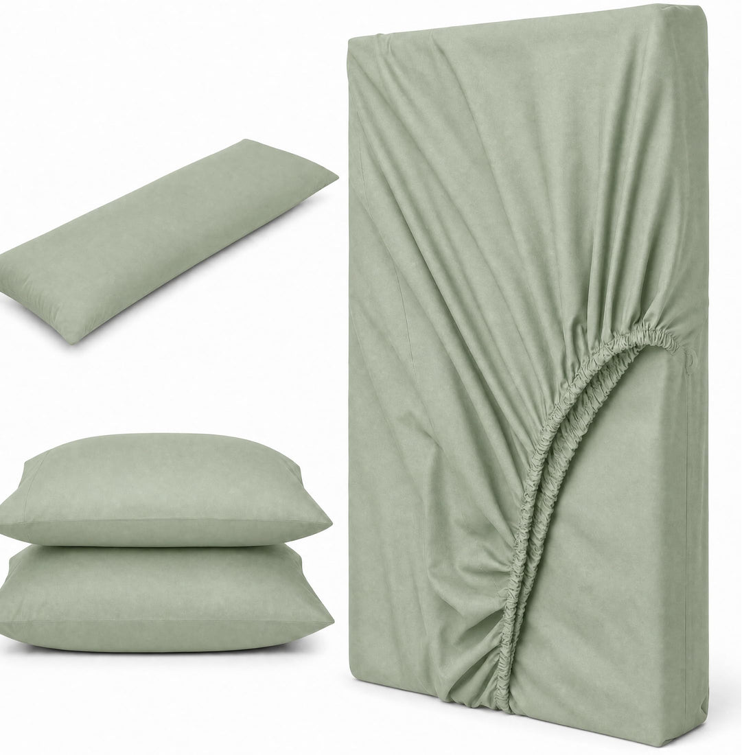Ultra Soft 4-Piece Bed Sheets Set — Deep Pocket Fitted Sheet -2 Pillowcases & Large Pillowcase - Deep Pocket with 360° Elastic Band, | (Mint Green, 160 * 200 * 30 Cm, 4-Piece)