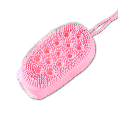 Body Exfoliator - Flexible Silicone Bubble Bath Scrubbing Tool that Provides Smooth Skin Feel, Relaxing SPA Effect, Gentle Dead Skin Removal and Easy Daily Hygiene Care (pink)
