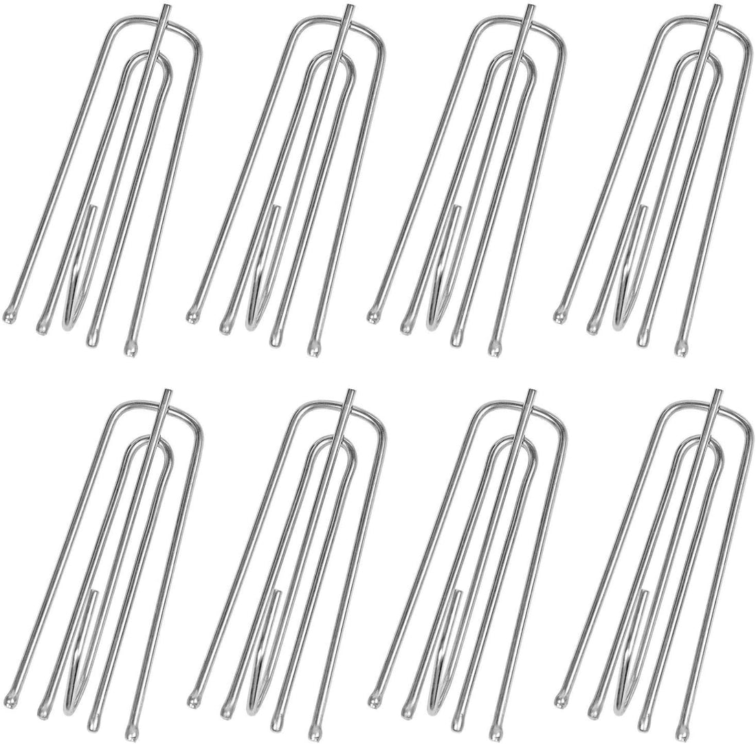 30 pcs Stainless Steel Curtain Pleater Tape Hooks, Stainless Curtain Pleat Hook, 4 Prongs Pinch Pleat Hook,Traverse Pleater 4 End Hooks (Stainless Metal)