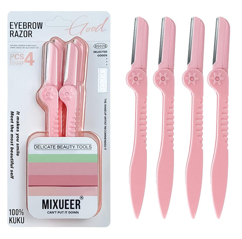 Mixueer - Razor, Set Of 4 Eyebrow Trimmer, Shaving Knife, For Eyebrow & Multi Functional, Smooth & Precise Shave Technology, Daily Grooming For Women, Pink