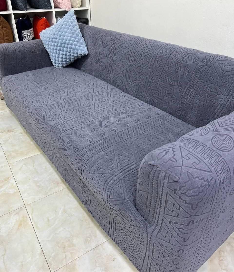 Corner Sofa Cover, Velvet Lycra Material, (Grey), 245cm x 125cm, 2 Piece Set, .sr