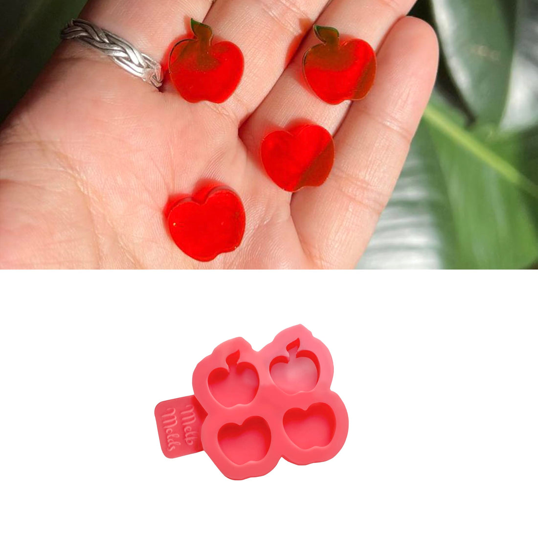 Mini Apple Silicone Mold for Resin Epoxy – Miniatures for Key Pendants, Earring Making and Additions – by MelbMolds