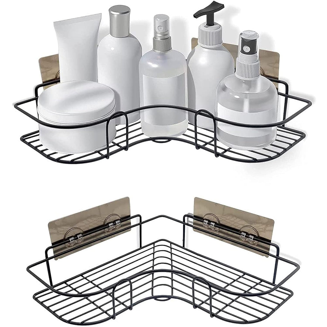EASYBUYRECH Corner Shower Caddy Bathroom Shelf, Rust Proof Bathtub Accessories Organizer, Adhesive Basket Storage Rack Shampoo Holder Wall Organization