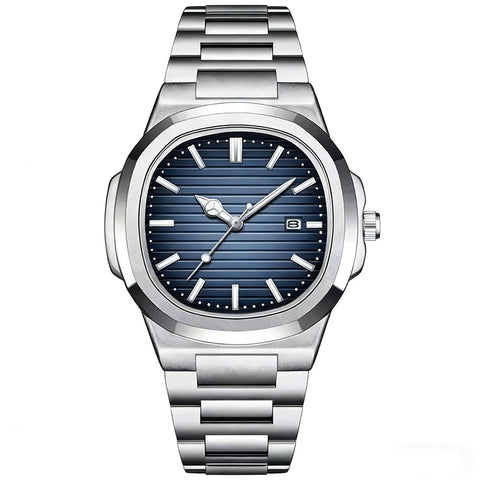 TWINKLYN Luxury Men's Wrist Watch - Silver Stainless Steel Band Classic Sport Design with Dial and Date Indicator - Precise Quartz Movement Waterproof - Perfect for Business and Occasions