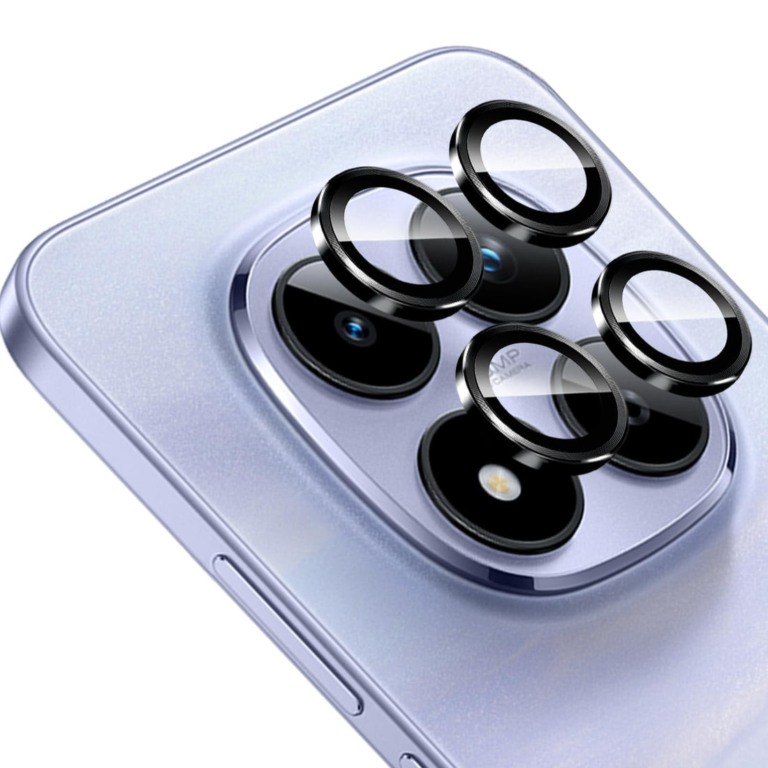 Dl3 Mobilak Camera Lens Protector for Xiaomi Redmi Note 15 Pro 5G/Note 15 Pro Plus, 9H Tempered Glass Metal Individual Ring Camera Cover Screen Protector, Case Friendly, Anti Scratch (Black)