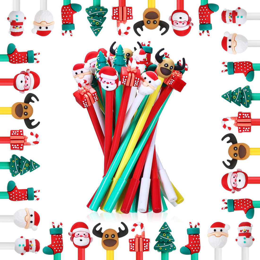 Wonka Zonon Christmas Gel Ink Pen Novelty Christmas Rollerball Pens Black Gel Ink Christmas Characters Stick Pen Christmas Cartoon Gel Ink Pens for School Boys and Girls Office Supplies, 7 Styles (48)