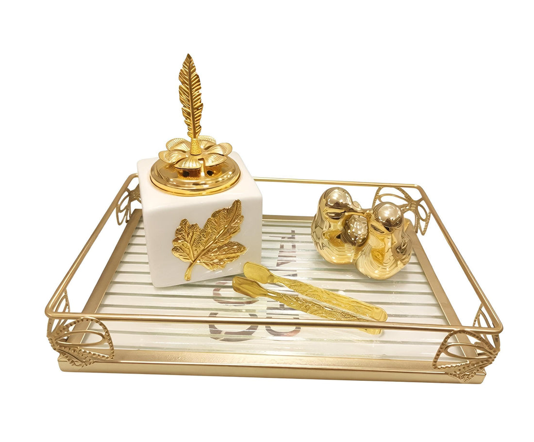 Chic Incense Collection - High-End 4-Piece Set with Designer Dish, Elegant Burner, Incense Mask, and Practical Holder for a Touch of Luxury