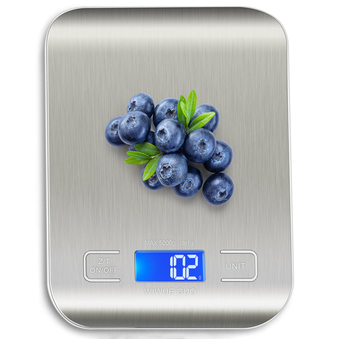 WIWUE GUO Digital Food Kitchen Scale Baking, Cooking, Keto and Meal Prep, Small, 304 Stainless Steel， High Precise Measuring Scale for Food Ounces and Grams, Blue Surface with Backlit LCD Display