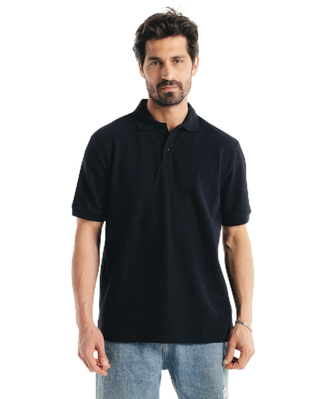 Feathers Men's Blended Pique Cotton Polo Shirt - Relaxed Fit Everyday Wear