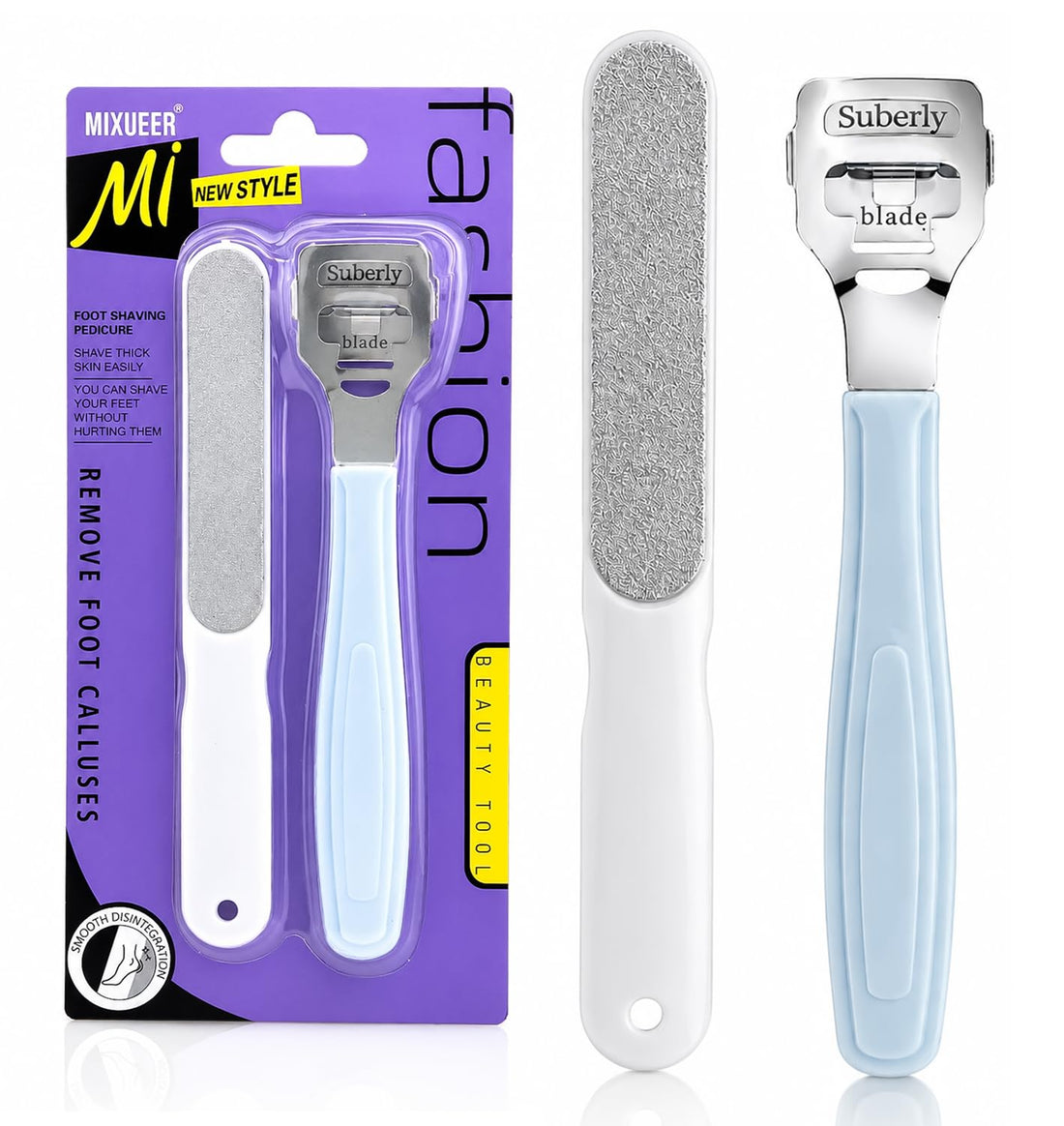 Mixueer - Pedicure Foot Care Set, Callus Remover with Stainless Steel Blade And Foot File, Removes Dead Skin & Calluses, Cracked Heels