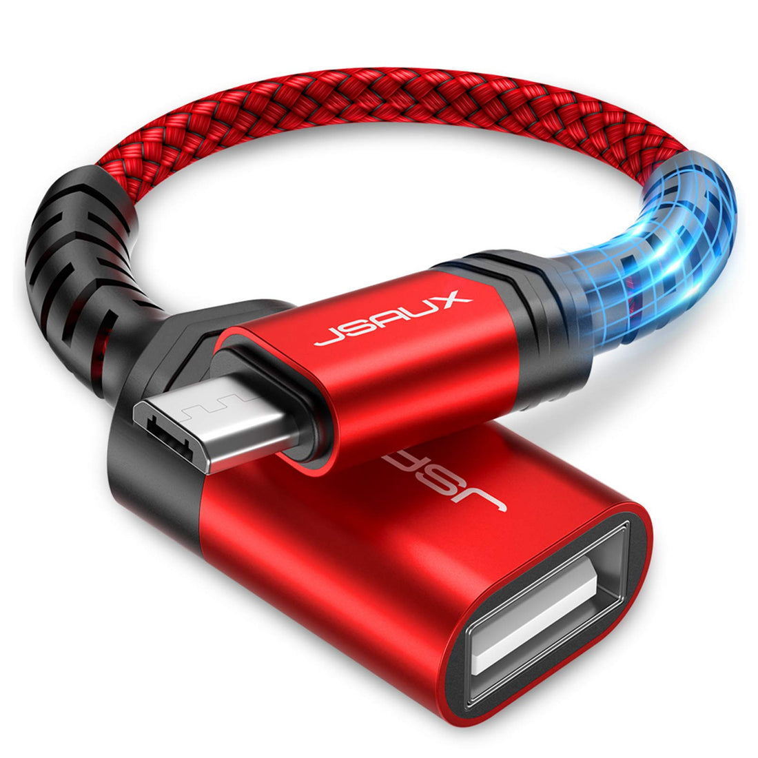 JSAUX Micro USB OTG Adapter, [2-Pack] Micro USB Male to USB 2.0 Female OTG cable Compatible for Samsung S7/S7 Edge/S6/S6 Edge, Note 5/4/S4/S3, Huawei P Smart/P8/Honor 8X, Sony Xperia XA/Z5 ect - Red